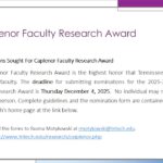 Time to NOMINATE for the Caplenor Faculty Research Award