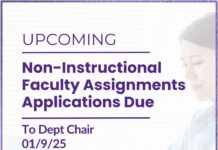 Submissions for Non-Instructional Faculty Assignments Due January 9