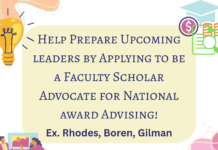 Opportunity to Serve as Faculty Scholar Advocate for National Award Advising
