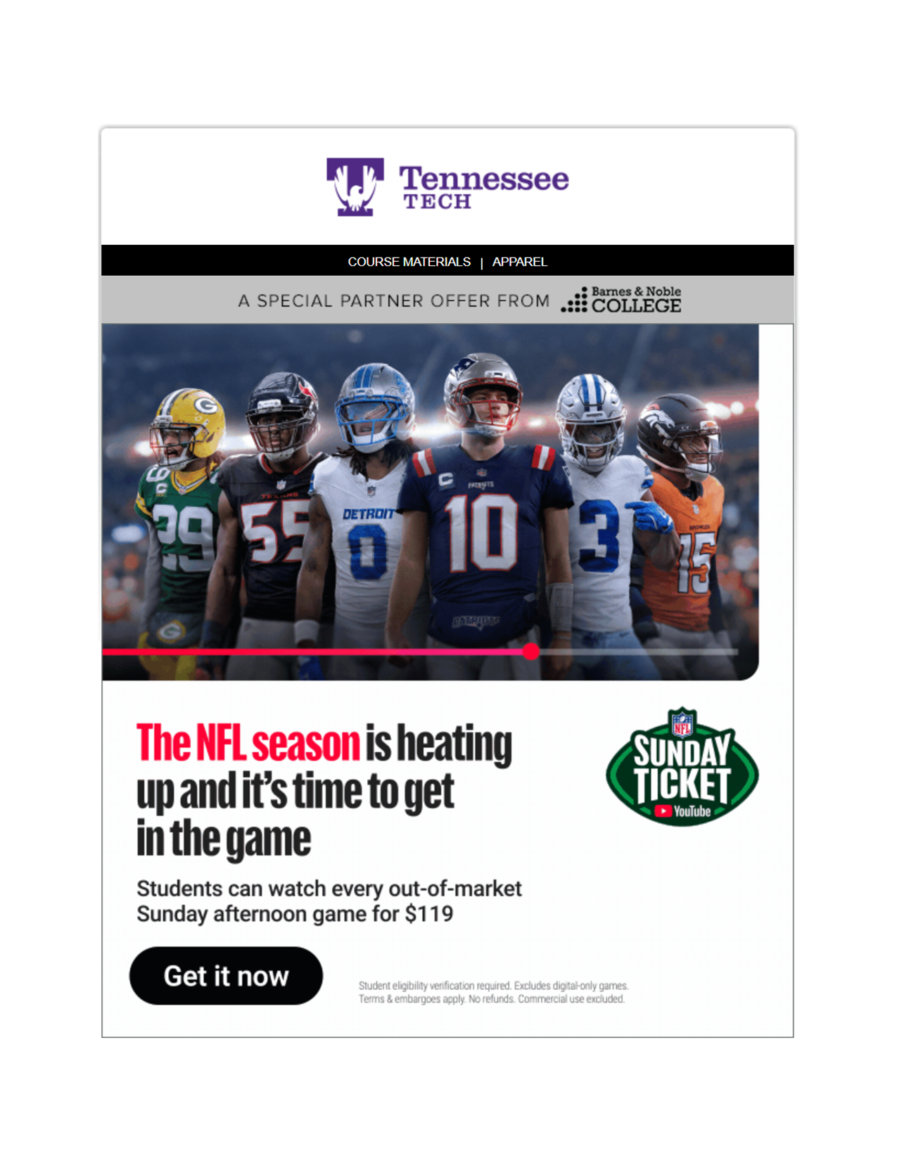 Hut, hut, save on NFL Sunday Ticket for $119 🏈