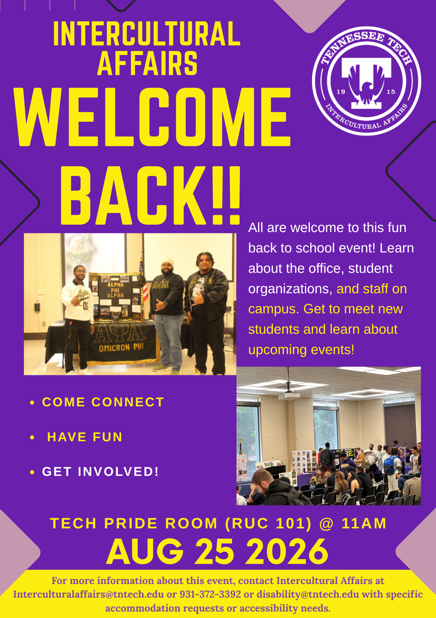Intercultural Affairs Welcome Back! Tuesday, August 25th @ 11am