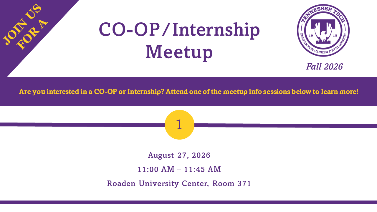 Aug. 27 Co-op/Internship Meetup