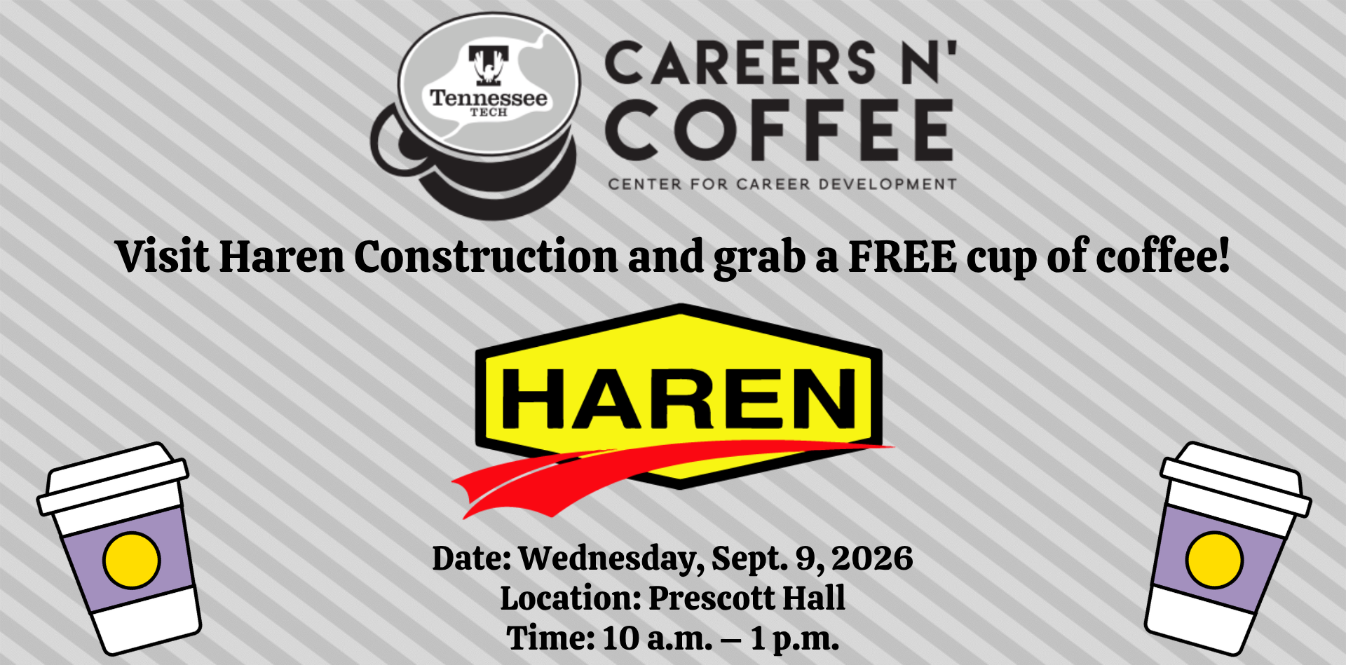 Sept. 9 Careers n’ Coffee with Haren Construction at PRESCOTT HALL