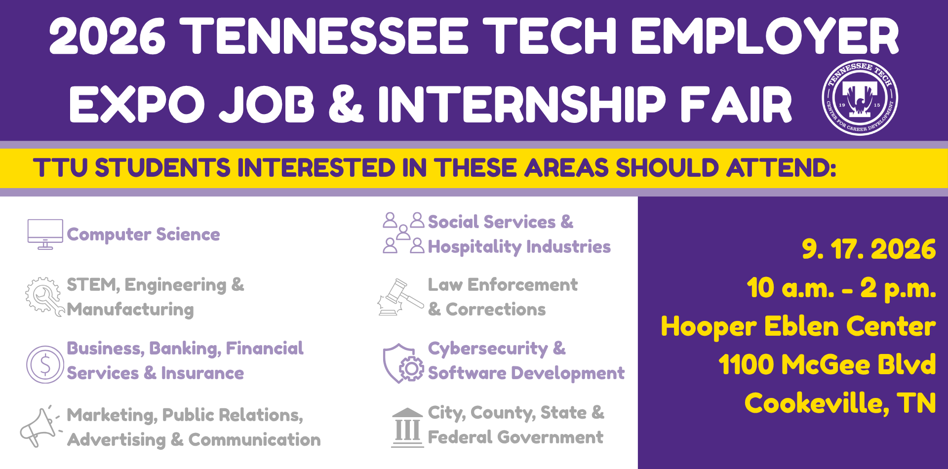 September 17 – Employer Expo: Job/Internship Fair