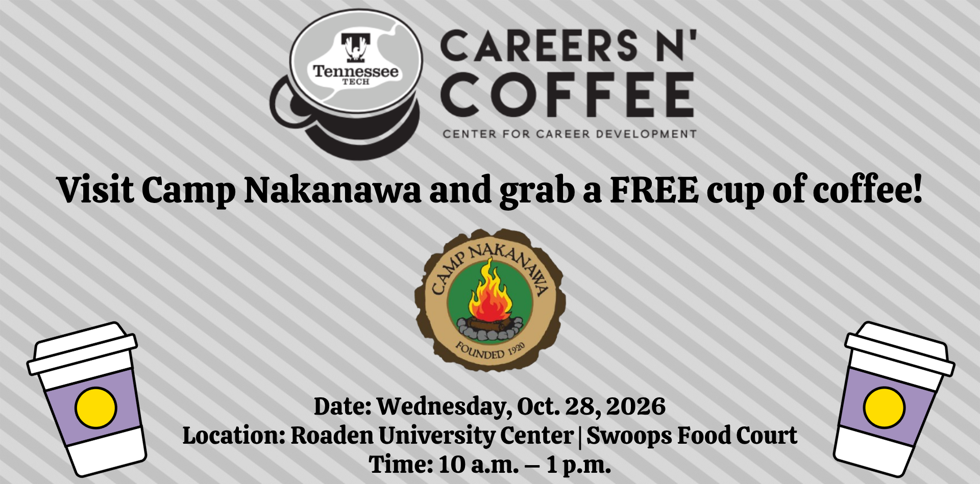 Oct. 28 Careers n’ Coffee with Camp Nakanawa