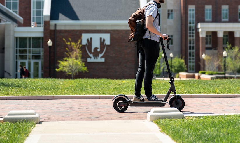 Safety reminder: Scooters, skateboards and other microtransportation devices may not be ridden inside campus buildings