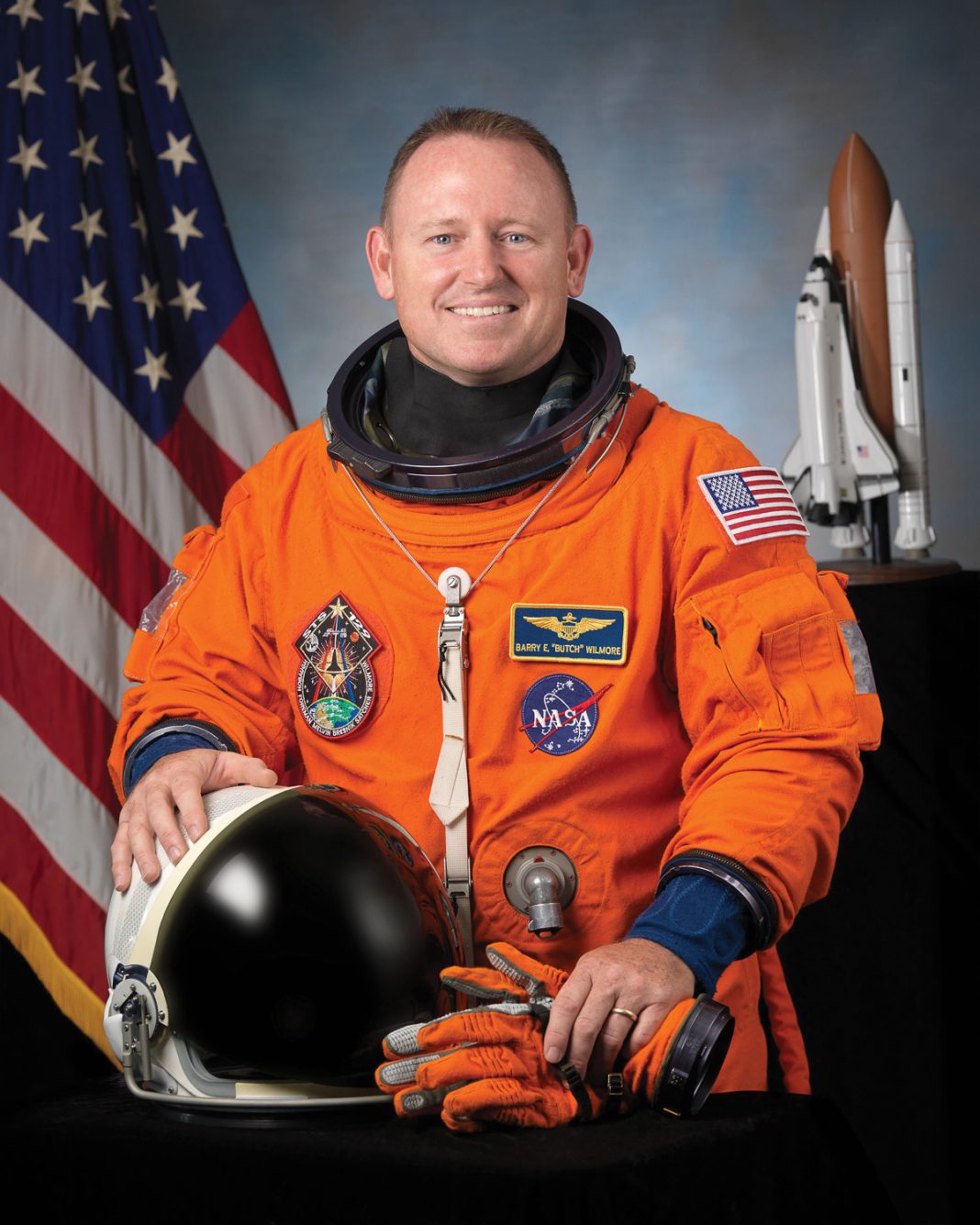 Astronaut Barry Wilmore in his NASA space suit